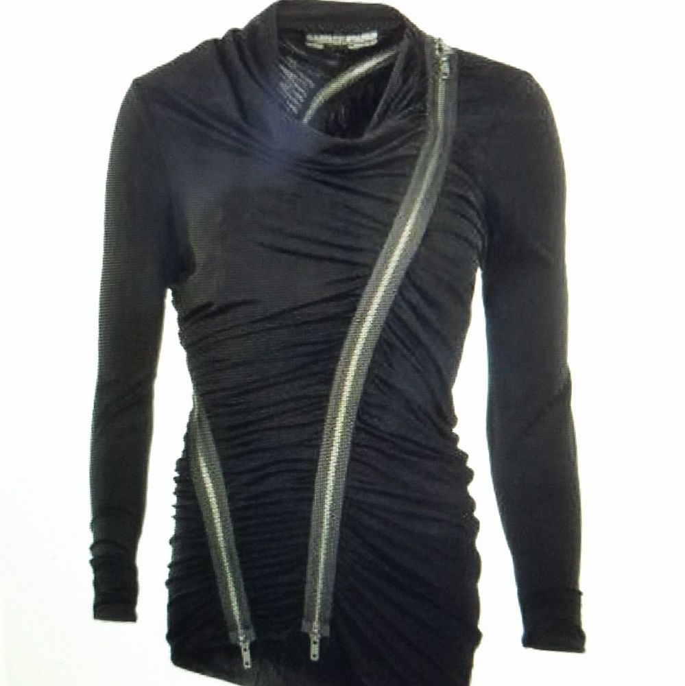 Allsaints asymmetrical zippers ruched top